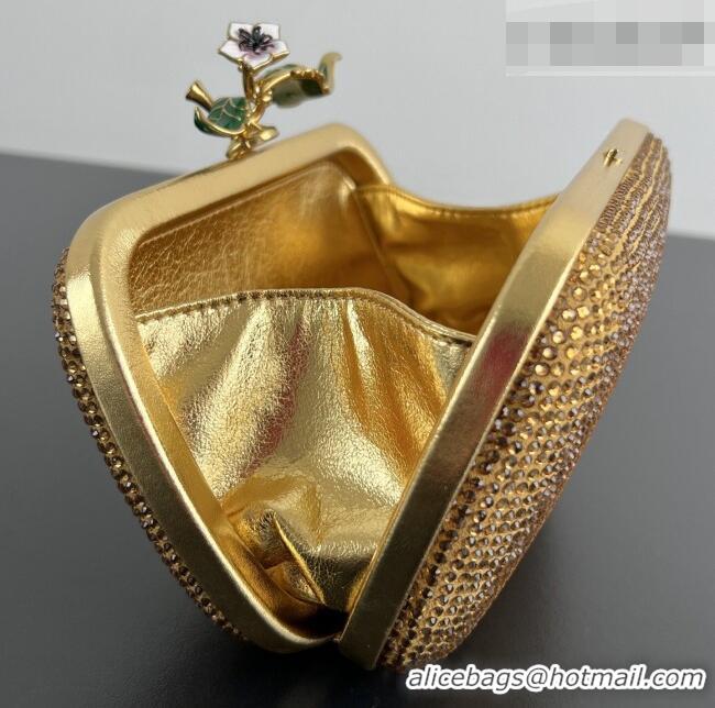 Market Sells Bottega Veneta Knot Clutch with Flower Clasp in Suede and Crystals 844122 Gold 2026