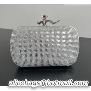 Best Quality Bottega Veneta Knot Clutch with Flower Clasp in Suede and Crystals 844122 Silver 2026