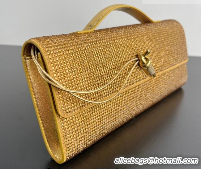 Best Product Bottega Veneta Long Clutch Bag Andiamo in Suede and Crystals 844124 Gold 2026