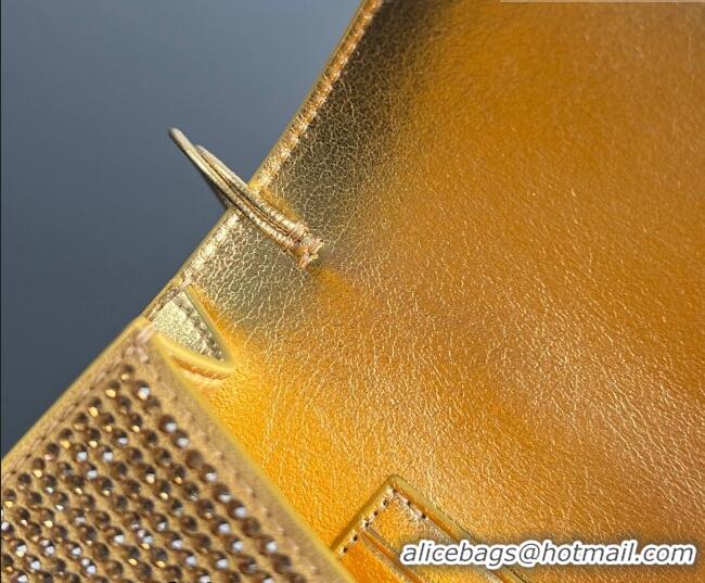 Best Product Bottega Veneta Long Clutch Bag Andiamo in Suede and Crystals 844124 Gold 2026