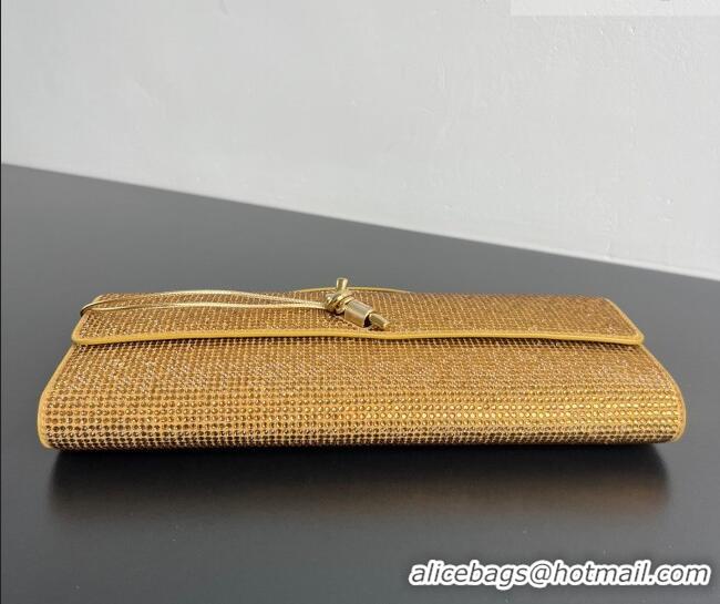 Best Product Bottega Veneta Long Clutch Bag Andiamo in Suede and Crystals 844124 Gold 2026