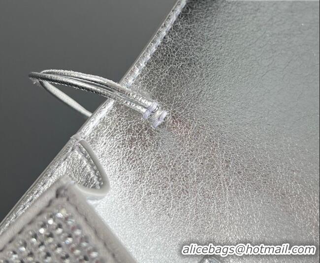 New Fashion Bottega Veneta Long Clutch Bag Andiamo in Suede and Crystals 844124 Silver 2026