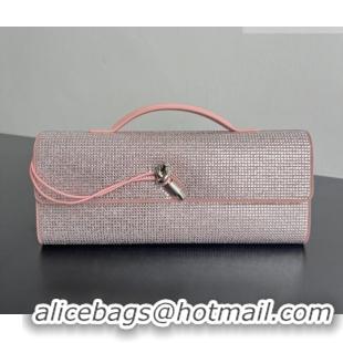 Shop Discount Bottega Veneta Long Clutch Bag Andiamo in Suede and Crystals 844124 Rose Pink 2026
