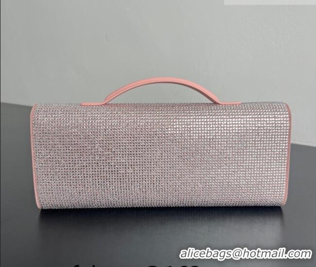 Shop Discount Bottega Veneta Long Clutch Bag Andiamo in Suede and Crystals 844124 Rose Pink 2026