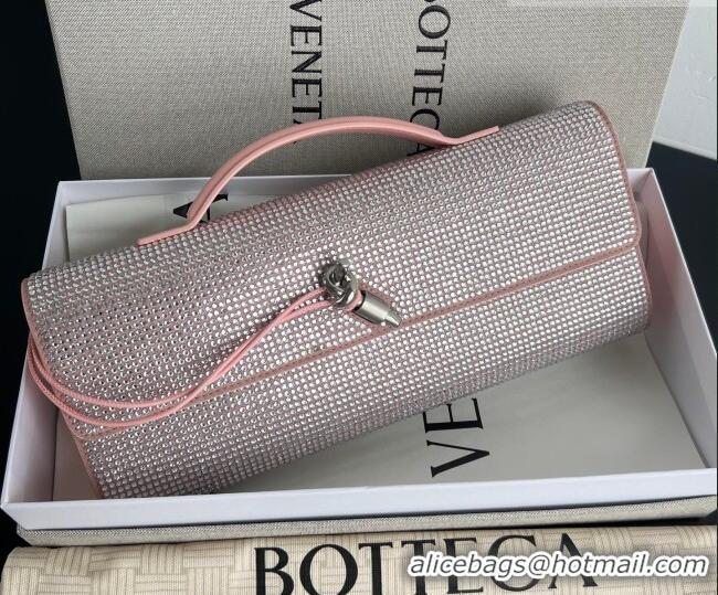 Shop Discount Bottega Veneta Long Clutch Bag Andiamo in Suede and Crystals 844124 Rose Pink 2026