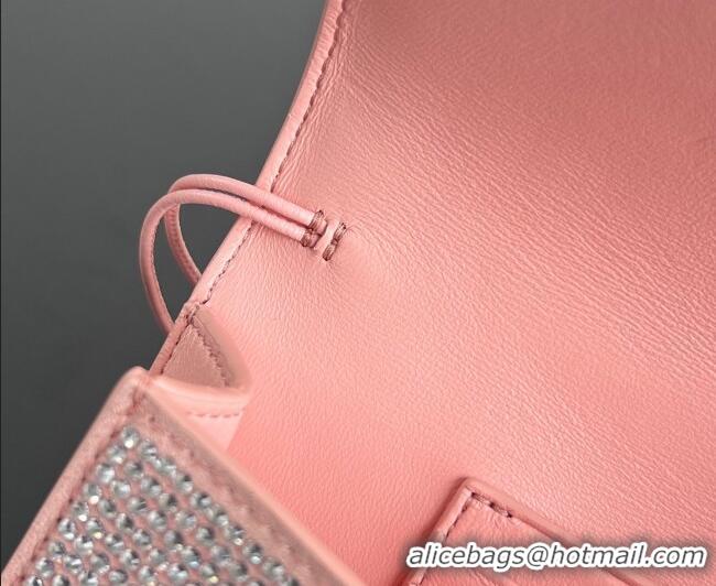 Shop Discount Bottega Veneta Long Clutch Bag Andiamo in Suede and Crystals 844124 Rose Pink 2026