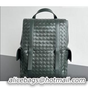 Top Design Bottega Veneta Men's Back To School Backpack Bag in Intrecciato Leather 805971 Dark Green 2026