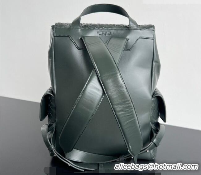 Top Design Bottega Veneta Men's Back To School Backpack Bag in Intrecciato Leather 805971 Dark Green 2026