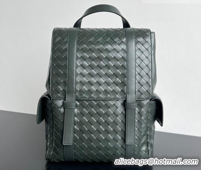 Top Design Bottega Veneta Men's Back To School Backpack Bag in Intrecciato Leather 805971 Dark Green 2026
