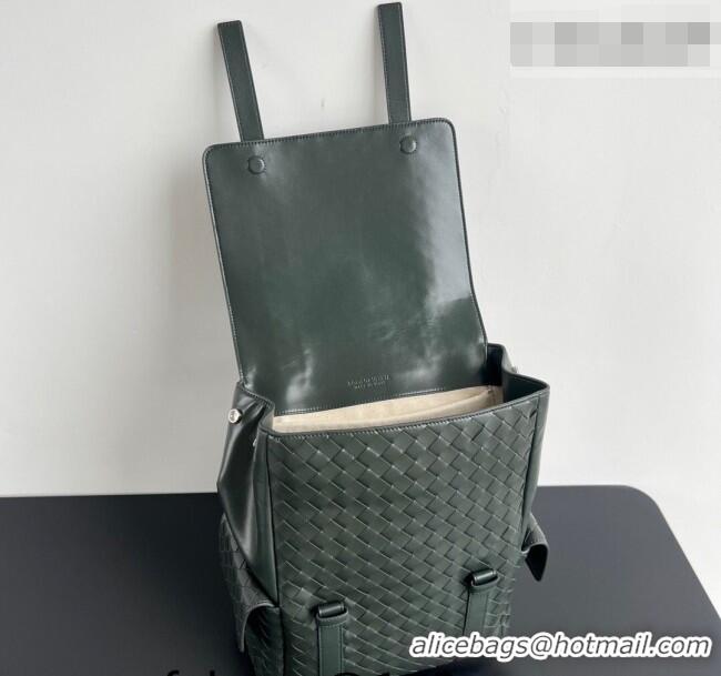 Top Design Bottega Veneta Men's Back To School Backpack Bag in Intrecciato Leather 805971 Dark Green 2026