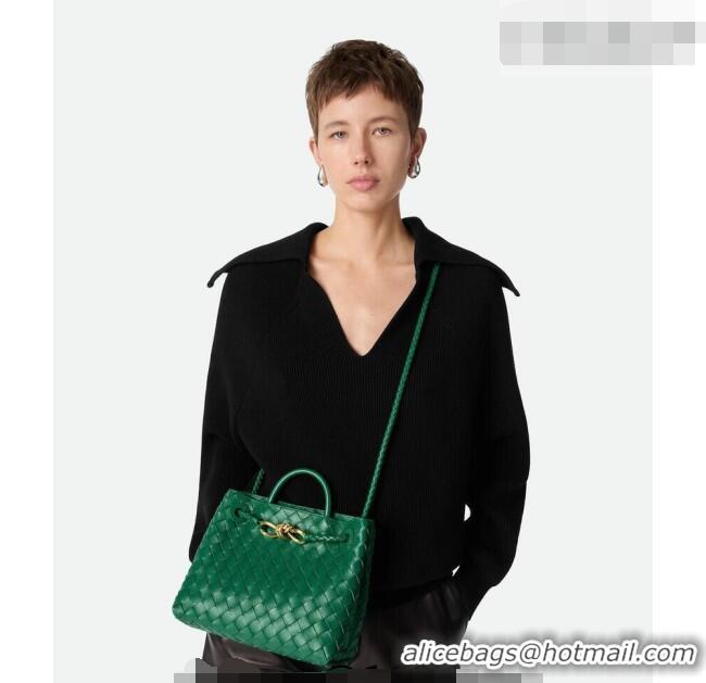 Famous Brand Bottega Veneta Small Andiamo Top Handle Bag in Intrecciato Leather 743568 Jungle Green 2026