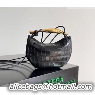 Fashion Discount Bottega Veneta Mini Sardine Bag in Crocodile Embossed Leather 744267 Black 2026
