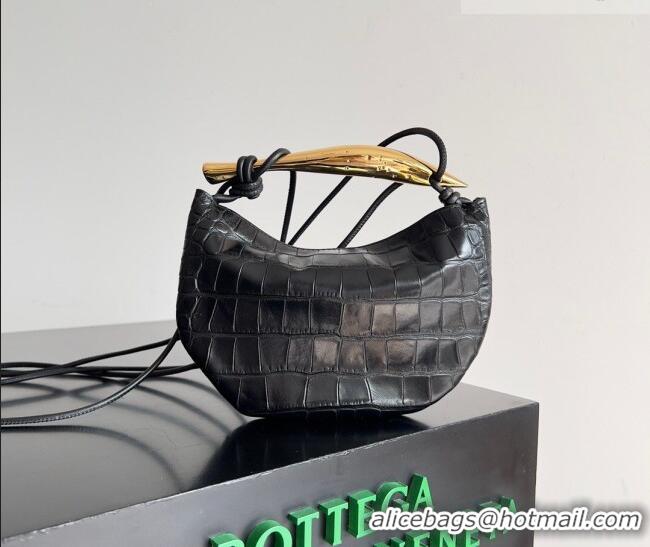 Fashion Discount Bottega Veneta Mini Sardine Bag in Crocodile Embossed Leather 744267 Black 2026