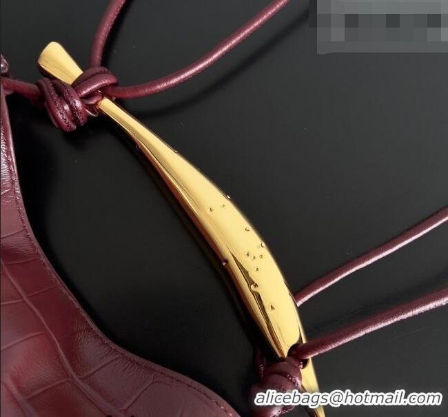 Top Design Bottega Veneta Mini Sardine Bag in Crocodile Embossed Leather 744267 Burgundy 2026