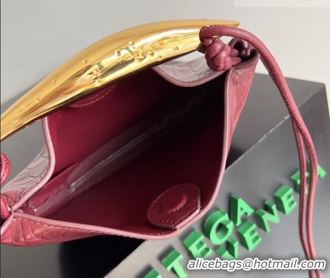Top Design Bottega Veneta Mini Sardine Bag in Crocodile Embossed Leather 744267 Burgundy 2026