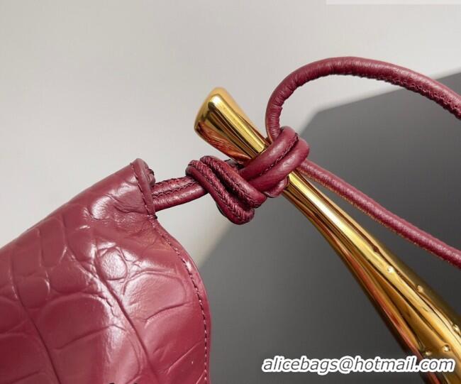 Top Design Bottega Veneta Mini Sardine Bag in Crocodile Embossed Leather 744267 Burgundy 2026