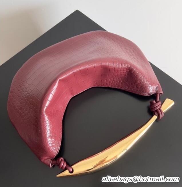New Release Creation Bottega Veneta Sardine bag in Crocodile Embossed Leather 754657 Burgundy 2026