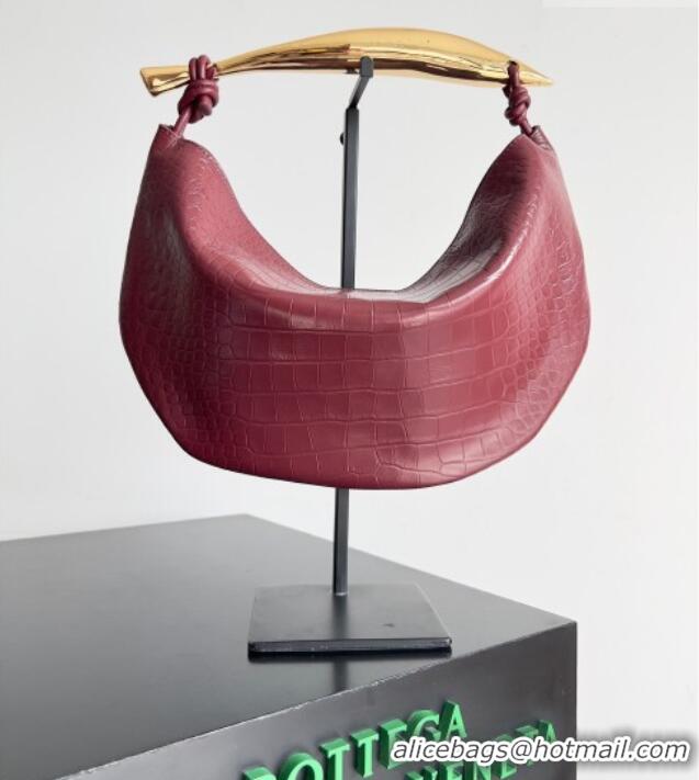 New Release Creation Bottega Veneta Sardine bag in Crocodile Embossed Leather 754657 Burgundy 2026