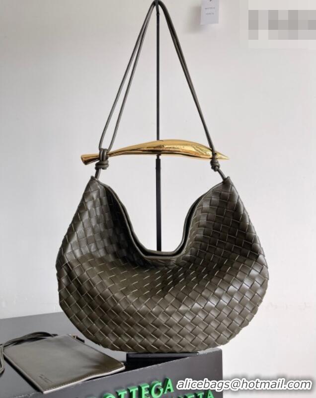 Best Grade Bottega Veneta Large Sardine Bag with Strap in Intrecciato Leather 754988 Dark Khaki 2026