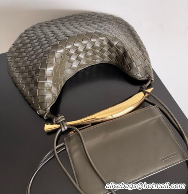 Best Grade Bottega Veneta Large Sardine Bag with Strap in Intrecciato Leather 754988 Dark Khaki 2026