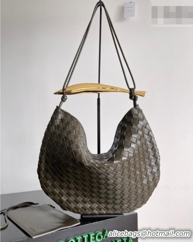 Best Grade Bottega Veneta Large Sardine Bag with Strap in Intrecciato Leather 754988 Dark Khaki 2026