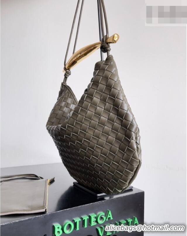 Best Grade Bottega Veneta Large Sardine Bag with Strap in Intrecciato Leather 754988 Dark Khaki 2026