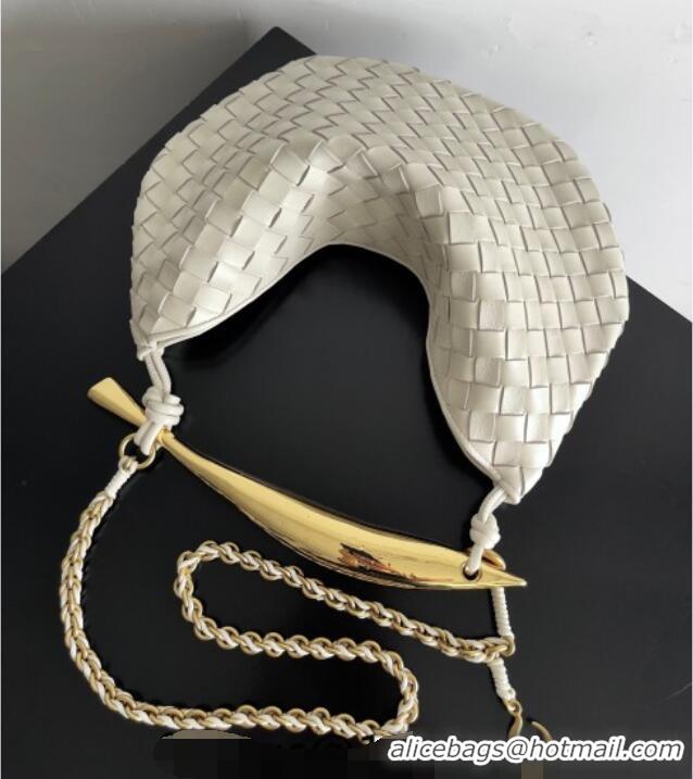 New Fashion Bottega Veneta Sardine Bag with Chain in Intrecciato Leather 776768 White 2026