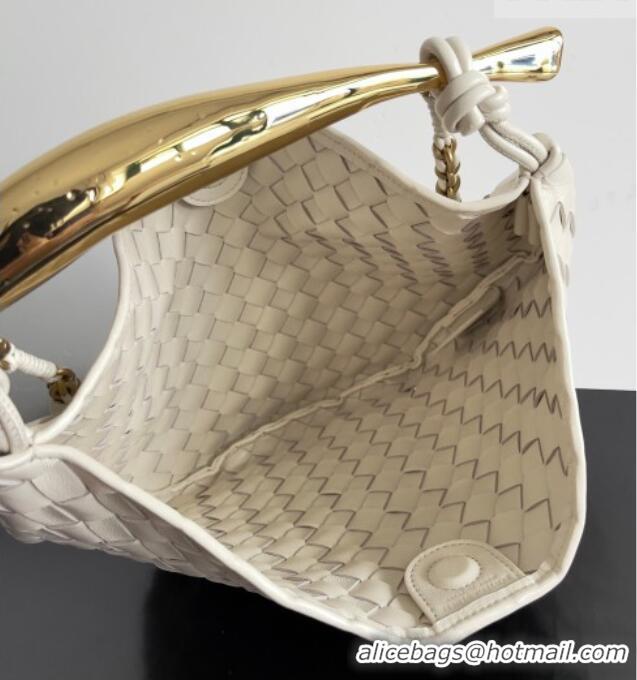 New Fashion Bottega Veneta Sardine Bag with Chain in Intrecciato Leather 776768 White 2026