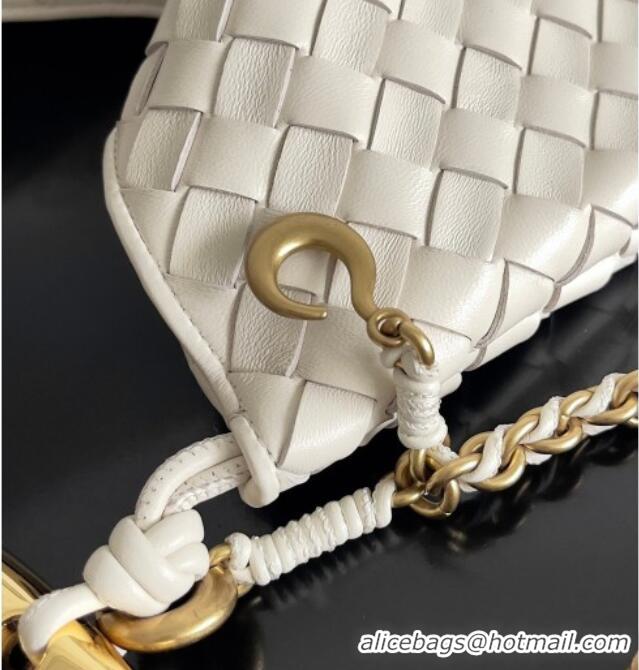 New Fashion Bottega Veneta Sardine Bag with Chain in Intrecciato Leather 776768 White 2026
