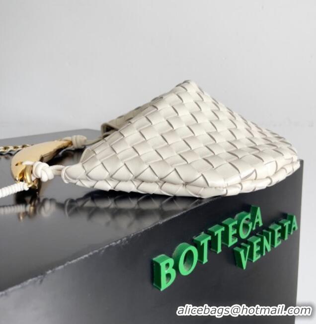 New Fashion Bottega Veneta Sardine Bag with Chain in Intrecciato Leather 776768 White 2026