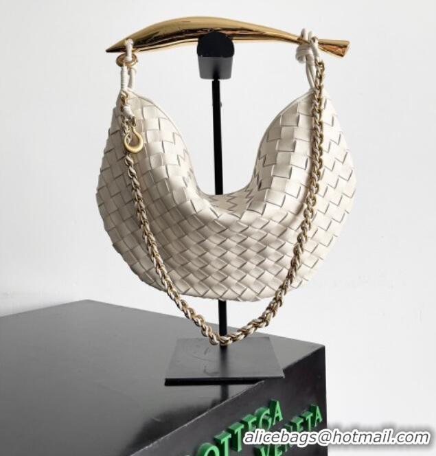 New Fashion Bottega Veneta Sardine Bag with Chain in Intrecciato Leather 776768 White 2026