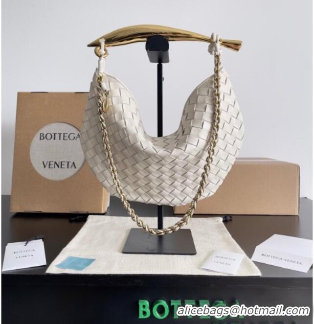 New Fashion Bottega Veneta Sardine Bag with Chain in Intrecciato Leather 776768 White 2026