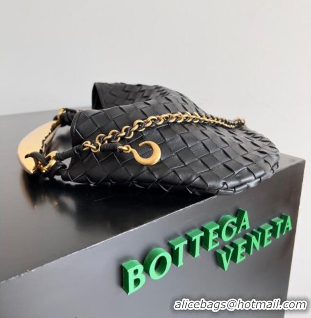Luxury Cheap Bottega Veneta Sardine Bag with Chain in Intrecciato Leather 776768 Black 2026