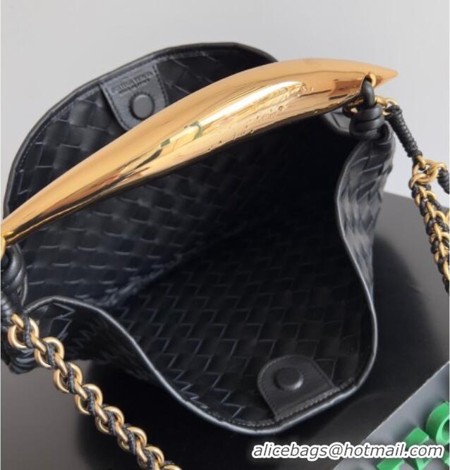 Luxury Cheap Bottega Veneta Sardine Bag with Chain in Intrecciato Leather 776768 Black 2026