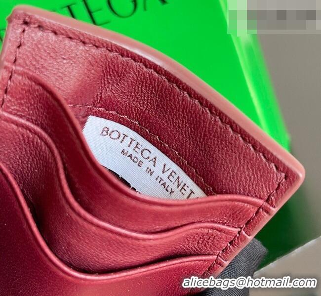 Cheapest Bottega Veneta Cassette Credit Card Case in Intreccio Leather 742693 Burgundy 2026