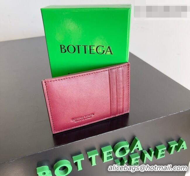 Cheapest Bottega Veneta Cassette Credit Card Case in Intreccio Leather 742693 Burgundy 2026