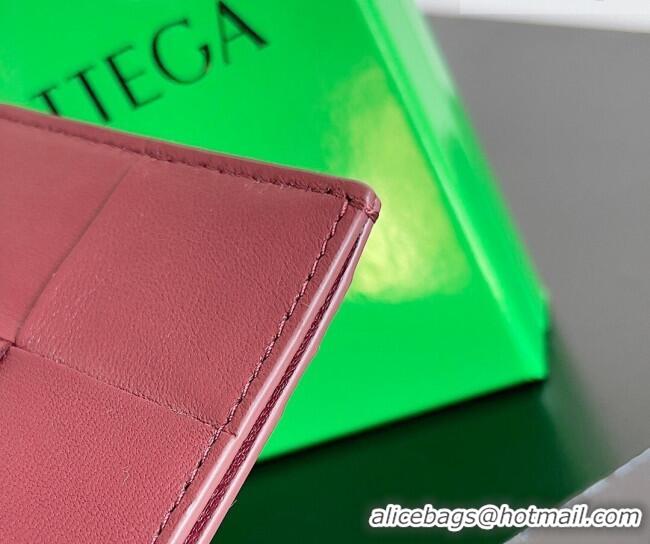 Cheapest Bottega Veneta Cassette Credit Card Case in Intreccio Leather 742693 Burgundy 2026