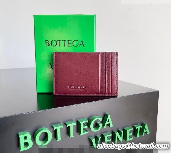 Cheapest Bottega Veneta Cassette Credit Card Case in Intreccio Leather 742693 Burgundy 2026