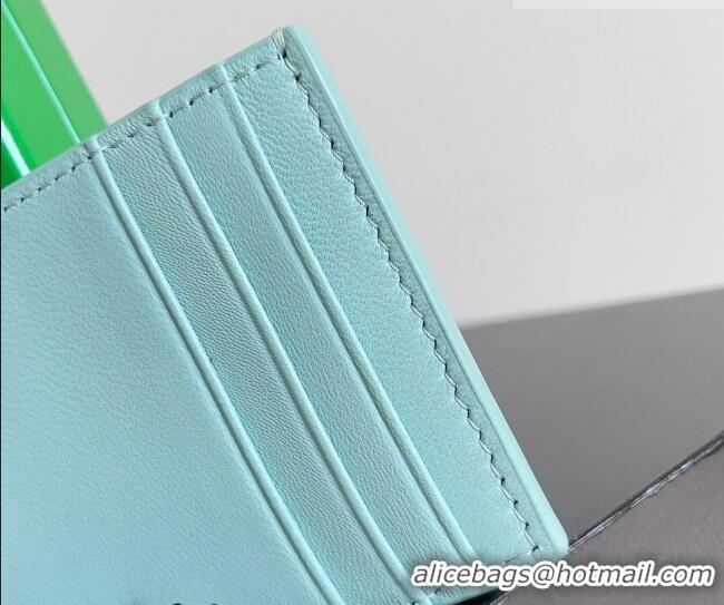 Discount Bottega Veneta Cassette Credit Card Case in Intreccio Leather 742693 Light Blue 2026