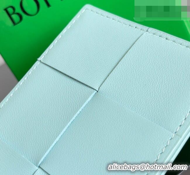 Discount Bottega Veneta Cassette Credit Card Case in Intreccio Leather 742693 Light Blue 2026