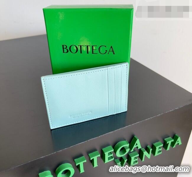 Discount Bottega Veneta Cassette Credit Card Case in Intreccio Leather 742693 Light Blue 2026