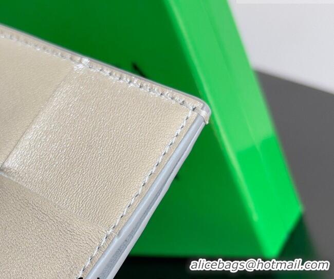 Market Sells Bottega Veneta Cassette Credit Card Case in Intreccio Leather 742693 Silver 2026