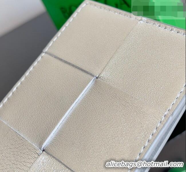 Market Sells Bottega Veneta Cassette Credit Card Case in Intreccio Leather 742693 Silver 2026