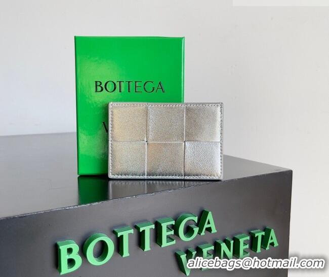 Market Sells Bottega Veneta Cassette Credit Card Case in Intreccio Leather 742693 Silver 2026