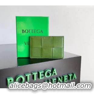 Best Grade Bottega Veneta Cassette Credit Card Case in Intreccio Leather 742693 Avocado 2026
