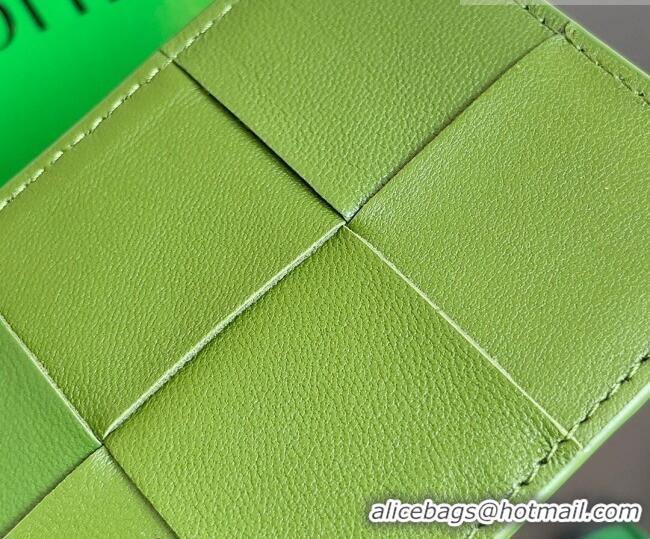 Best Grade Bottega Veneta Cassette Credit Card Case in Intreccio Leather 742693 Avocado 2026