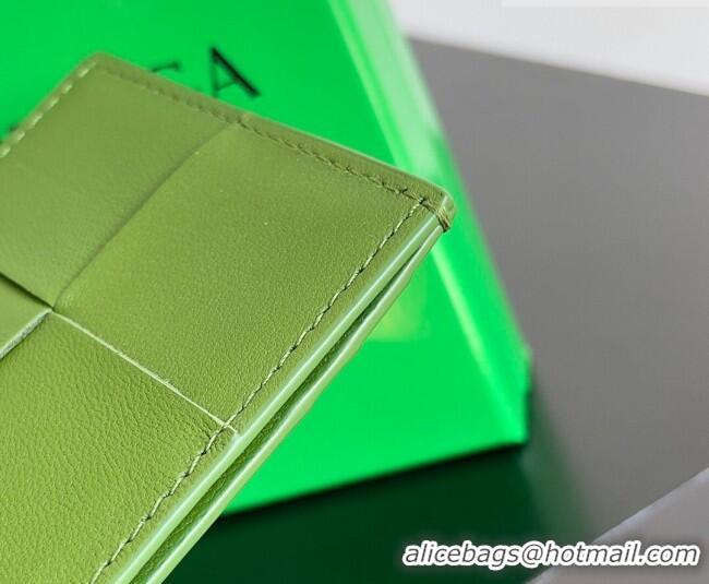 Best Grade Bottega Veneta Cassette Credit Card Case in Intreccio Leather 742693 Avocado 2026