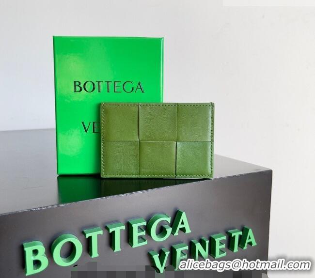 Best Grade Bottega Veneta Cassette Credit Card Case in Intreccio Leather 742693 Avocado 2026