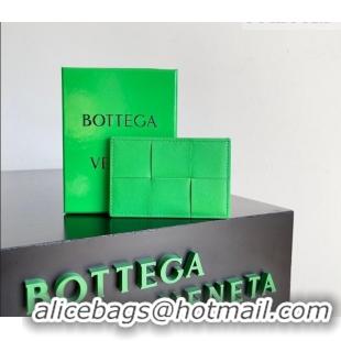 Inexpensive Bottega Veneta Cassette Credit Card Case in Intreccio Leather 742693 Parakeet Green 2026