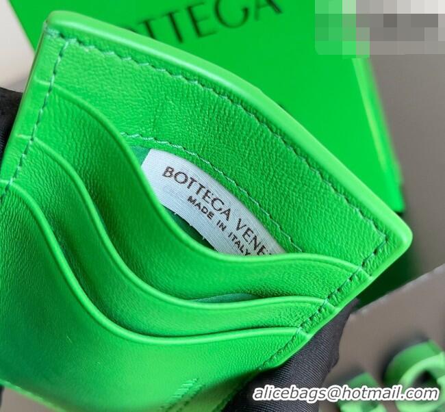 Inexpensive Bottega Veneta Cassette Credit Card Case in Intreccio Leather 742693 Parakeet Green 2026